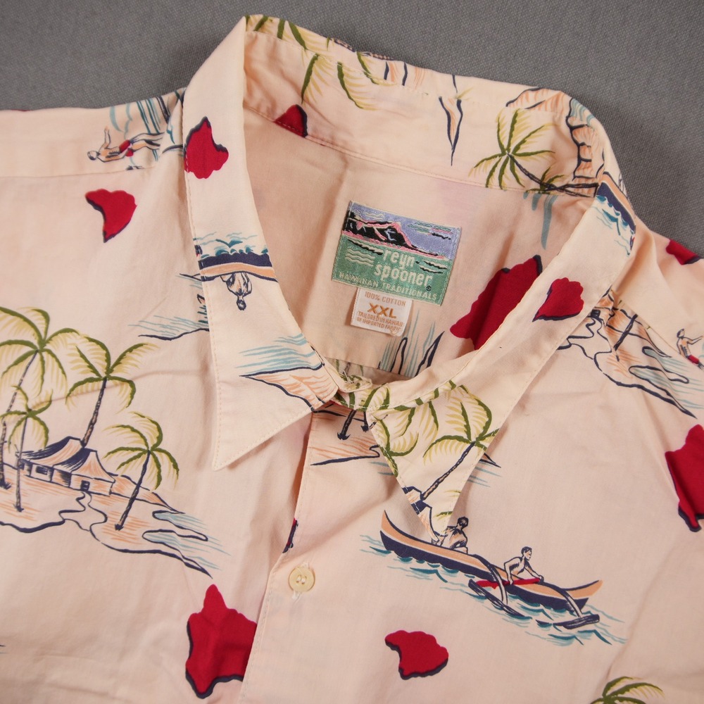 Vintage Reyn Spooner Sailing Fishing Cotton Men Shirt XXL Aloha Hawaiian Retro